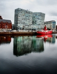 Property & Architecture Photography - Liverpool Docklands, Reflection of ship and buildings