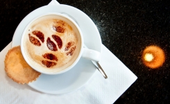 Food, Drink & Hospitality Photography - Cup of frothy Cappuccino, shown for Fablas Cafeteria and Gelitere 