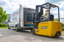 Industry Photography - Loading Refrigerated Goods on a Palate into the Same Day Couriers Vehicle with a Fork Lift Truck - click to enlarge Industry Photography - Loading Refrigerated Goods on a Palate into the Same Day Couriers Vehicle with a Fork Lift Truck